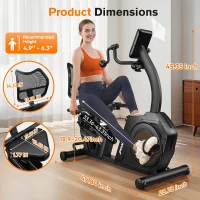 pooboo Recumbent Magnetic Exercise Bike with Hand-Crank Arm Trainer, Ergonomic Mesh Backrest, Smart App & Pulse Monitor, 400 lb Capacity(m-9)