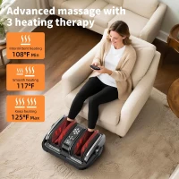 CARESKY Foot Massager with Heat — FSA & HSA Eligible Shiatsu Foot and Calf Massager for Plantar Fasciitis, Neuropathy, Circulation & Pain Relief, Deep Kneading Gift for Men & Women(m-4)