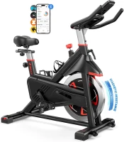 MERACH Magnetic Exercise Bike – Indoor Cycling with Proprietary App, 40 lb Flywheel & Up to 350 lb Capacity for Home Gym(m-1)