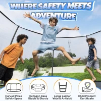 BCAN 8FT–16FT Outdoor Recreational Trampoline with Safety Enclosure and Ladder, ASTM F381-16 Certified, Durable Family Trampoline(m-8)