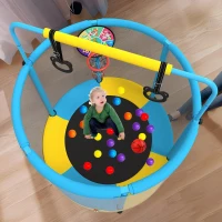 LANGXUN 60-inch Kids Trampoline (5 ft) 6-in-1 Indoor/Outdoor with Swing, Basketball Hoop, Dartboard & Rings — Birthday/Christmas Gift for Boys & Girls(m-6)