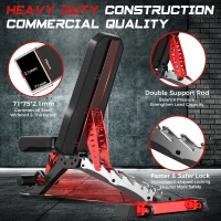 Pooboo Adjustable Weight Bench for Home – Heavy-Duty Strength Training Bench 1500 LBS Capacity, Flat/Incline/Decline for Full-Body Workouts(m-4)