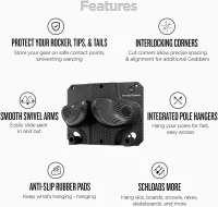 Gravity Grabber – Premium Ski & Snowboard Wall Rack | Secure, Anti-Slip Storage | Universal Fit | Garage Organizer | 6 Pack(m-4)