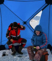 Portable Pop-Up Ice Fishing Tent — Spacious 3–4 Person Winter Shelter, Durable Weather-Resistant Design, Lightweight and Easy to Set Up (Red/Blue)(m-7)