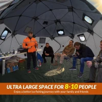 QualyQualy 8-10 Person Insulated Pop-Up Ice Fishing Tent with Floor - 147 sq ft Shelter with Stove Jack and Carry Bag(m-2)