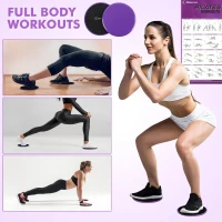 Home Pilates Training Kit — 14-Inch Foam-Padded Fiberglass Ring with Fabric Bands, Sliding Discs and Small Ball(m-4)