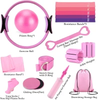 Comprehensive Home Pilates Kit – Ring, Ball, Bands & Accessories Set with Weights, Sliders and Storage Bag for Women’s Pilates, Yoga & Core Workouts(m-5)