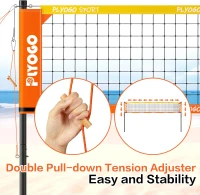 PLYOGO Heavy-Duty Portable Backyard Volleyball Net Set with Adjustable Aircraft Aluminum Poles, Anti-Sag Double-Tension System, 32' x 3', Includes 1680D Carry Bag(m-2)