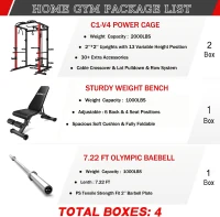 GOIMU C1-V4 Power Cage - 2000 lb Capacity Squat Rack with Lat Pulldown and Multi-Function Attachments for Home Garage Gym(m-2)