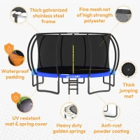 JUMPZYLLA Outdoor Trampoline (8FT–16FT) with Enclosure and Ladder — ASTM Approved Recreational Trampoline with Anti-Rust Coated Frame(m-3)