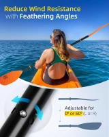 OCEANBROAD 2-Section Floatable Kayak Paddle — Alloy Shaft, 86in/218cm or 90.5in/230cm, for Kayaking & Canoeing(m-3)