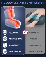 MUSUGY Sequential Compression Leg Massager with Heat – Full-Leg Air Compression Boots, 6 Modes, 9 Intensities & 3-Zone Heat for Circulation and Pain Relief – Gift for Athletes & Parents(m-3)
