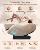 RELX 2026 Full-Body Massage Chair — 20-Mode Zero-Gravity SL-Track Shiatsu Recliner with Built-in Heat, Airbag Massage, Body Scan, Deep Yoga Stretch, Calfrest Extension & AI Control (Cream)(m-6)