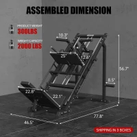 SPART 5-in-1 ISO Leg Press & Hack Squat Station with Linear Bearings, Adjustable Hack Squat and Calf Raise, Commercial Leg Machine with Weight Storage and Band Pegs(m-2)