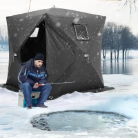 VEVOR Pop-Up Ice Fishing Shelter — Hub-Style Portable Tent, Insulated or Non-Insulated Options, Waterproof 300D Oxford Fabric, Includes Anchors, Ropes & Carry Bag (90 x 90 x 80 in)(m-2)