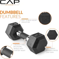 CAP Barbell Rubber Hex Dumbbell Set with Three-Tier Rack — Multiple Capacities (280 lb, 550 lb & 1200 lb)(m-2)