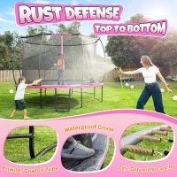 BCAN 8–16FT Outdoor Recreational Trampoline with Safety Net & Ladder (8ft,10ft,12ft,14ft,15ft,16ft) – ASTM F381-16 Approved – For Kids & Adults(m-6)