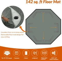 QualyQualy 8-10 Person Insulated Pop-Up Ice Fishing Tent with Floor - 147 sq ft Shelter with Stove Jack and Carry Bag(m-7)