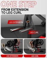 GMWD LE02 Plate-Loaded Leg Extension & Curl Machine, Adjustable Lower-Body Exercise Bench with Rotary Leg Attachment, Home Gym Thigh Trainer (Black)(m-4)