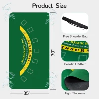 70 x 35 Inch Upgraded Waterproof Casino Blackjack Layout Mat with Carrying Bag — Anti-Slip Rubber Table Top Cover for Parties and Game Nights(m-2)
