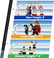 Portable Outdoor Volleyball Net Set — Heavy-Duty Anti-Sag Design with Adjustable Aluminum Poles, Winch System, Complete Accessory Pack for Backyard, Grass & Beach(m-4)