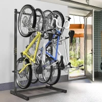 WALMANN Freestanding 4-Bike Floor Stand for Garage - Heavy-Duty Vertical Bike Storage with Welded Hooks(m-2)