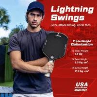 Advanced Pickleball Paddle – Ti-Carbon Hybrid Face, V-SONIC IV 16mm Core, Large Sweet Spot, Mid-Weight, Extended Grip | USAPA Tournament Approved(m-9)