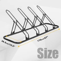 CyclingDeal Floor Bike Rack for Up to 6 Bicycles | Indoor/Home/Garage Parking Stand with Tire Grooves (up to 29""), Dual Holding Plates & Adjustable Spacing(m-5)