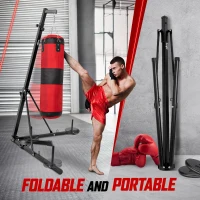 Yes4All Heavy Bag Stand with Stainless Steel Swivel Chain and 4 Snap Hooks — Adjustable Freestanding Boxing Bag Hanger(m-6)