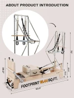 Oak Wood Pilates Reformer with Tower — Quick-Assembly Studio-Grade Reformer Machine with Tower & Accessories for Home and Gym(m-2)