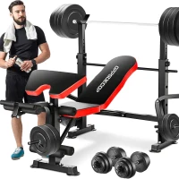 OPPSDECOR 6-in-1 Adjustable Weight Bench with Leg Extension/Curl & Preacher Pad (660 lb)(m-1)