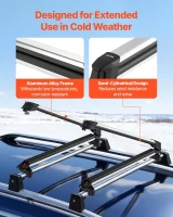 VEVOR Aluminum Ski & Snowboard Roof Rack — Holds up to 6 Pairs of Skis or 4 Snowboards, Universal Top-Mount Holders with Lock and Rubber Padding(m-6)