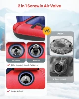 QPAU 2-Person Inflatable Snow Sled with Heavy-Duty Canvas Cover — 63.5"" x 33.5"" Reinforced Tube with Handles for Kids & Adults, Family Toboggan(m-6)