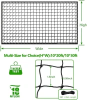 Heavy-Duty Baseball/Softball Backstop Netting #18 - Durable Polyethylene Sports Barrier, Various Sizes (10'x10' to 15'x50')(m-2)