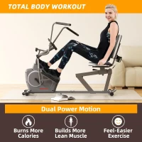 VANSWE Recumbent Exercise Bike with Arm Exerciser — Home Recumbent Bike Featuring Magnetic Resistance, Bluetooth/App Connectivity and Pulse Sensor(m-6)
