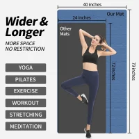 Hatha Extra-Long TPE Yoga Mat - 79 x 40 x 0.5 inches, Thick Reversible Non-Slip Exercise Mat for Tall Yogis, Pilates & Home Gym(m-2)