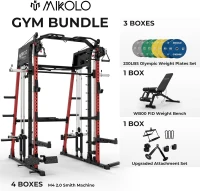 Mikolo M4 2.0 Smith Machine & Power Rack - 2200 lb Capacity Squat Rack with Lat Pulldown, Cable Crossover and Leg Hold-Down(m-2)