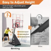 Aimking Outdoor Basketball Hoop System with 44"" Shatterproof PC Backboard, Height Adjustable 4.8–10 FT Portable Goal for Youth/Teens/Adults (Indoor/Outdoor/Pool)(m-4)