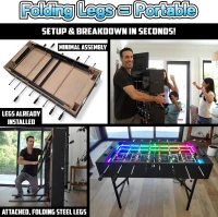 PartyLife 48"" Foosball Table with Folding Steel Legs and App-Controlled LED Lights(m-3)
