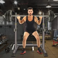 Adjustable Squat Rack — Multi-Function Barbell Rack for Home Gym, Portable Bench Press, 690 lb Capacity, 13-Height & 6-Width Positions(m-5)