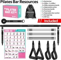 REN RAN RING Pilates Bar Set with Resistance Bands – Adjustable Metal Buckle, All-in-One Home Pilates Bar for Men & Women Full-Body Workouts(m-8)