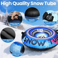 ZIZZ 48-inch Heavy-Duty Inflatable Snow Tube with Premium Canvas Cover — Kids & Adults(m-6)