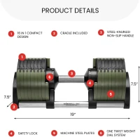 NUOBELL Adjustable Dumbbells 5–80 lbs (Pair) – Replaces 16 Sets, Fast Twist Adjustment for Home Bench & Press Workouts(m-6)