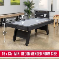 GoSports 7 ft Wood-Finish Pool Table — Rustic Black Frame with Gray Felt (7 x 4 ft)(m-6)