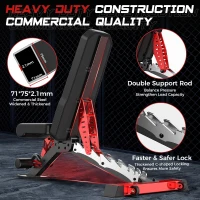 Pooboo Adjustable Weight Bench — Heavy-Duty Strength Training Bench, Flat/Incline/Decline, 1500 lb Capacity(m-5)