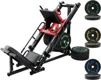 RitFit Heavy-Duty Adjustable Leg Press & Hack Squat Machine with Weight Plates, Linear Bearings and Storage Posts for Home/Studio(m-9)