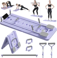 JANUA 5-in-1 Pilates Reformer Sliding Board - Foldable Home Pilates Set with Added Push-Up & Pilates Bars(m-1)