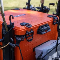 YakAttack BlackPak Pro 16"" x 16"" Orange Kayak Fishing Crate with 6 Rod Holders – Lightweight, Rugged Tackle Box & Organizer(m-4)