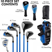 PGA TOUR Youth 10-Piece Golf Set for Ages 8–12 & 12+, Right or Left-Handed – Lightweight Clubs with Stand Bag(m-2)