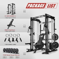 RitFit M1 / M1 Pro Smith Machine with Cable Crossover, Multi-Function Power Rack Package(m-3)